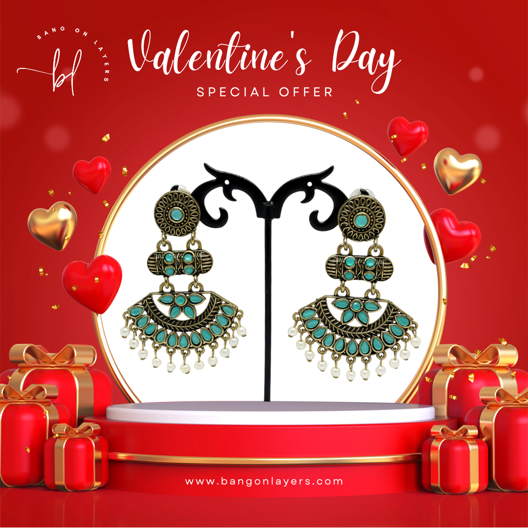 Traditional Sea Green Stone Dangler Earrings for Women – Antique Gold Finish with Pearl Beads for Festive & Wedding Earings