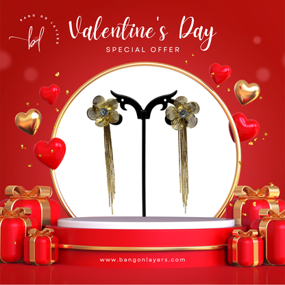 Gold Floral Long Drop Earrings for Women – Trendy Crystal Flower Design for Party & Weddings| Stylish & Trendy Earrings for Girl