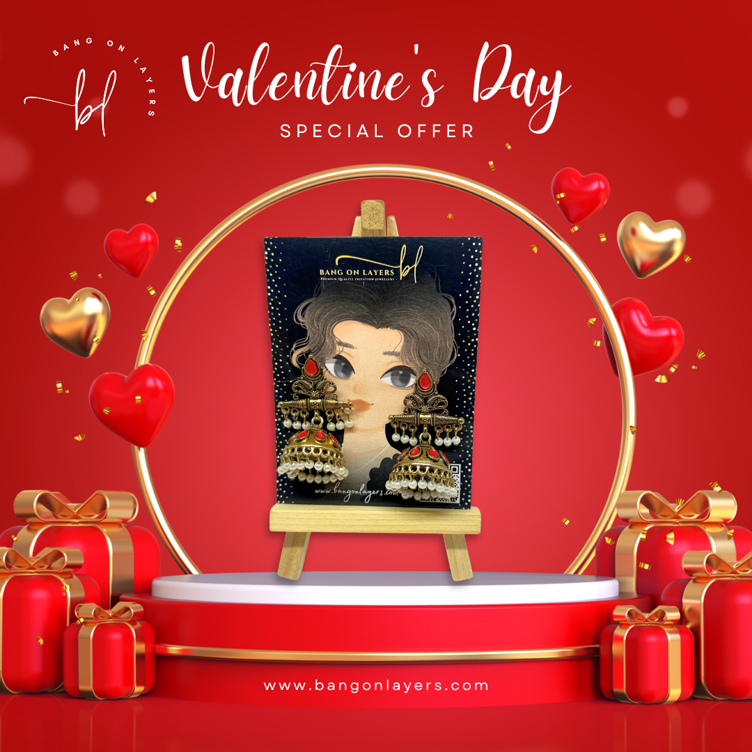 Traditional Antique Gold-Plated Jhumka Earrings for Women & Girls Pink Stone