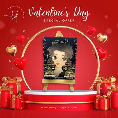 Traditional Antique Gold-Plated Jhumka Earrings for Women & Girls, Green Stone