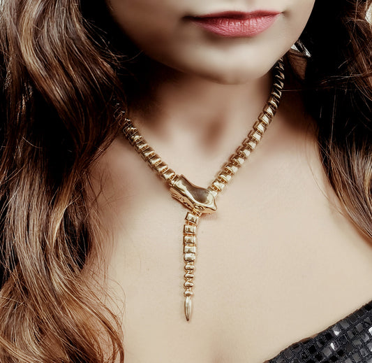 Gold Plated Snake Chain Choker Necklace