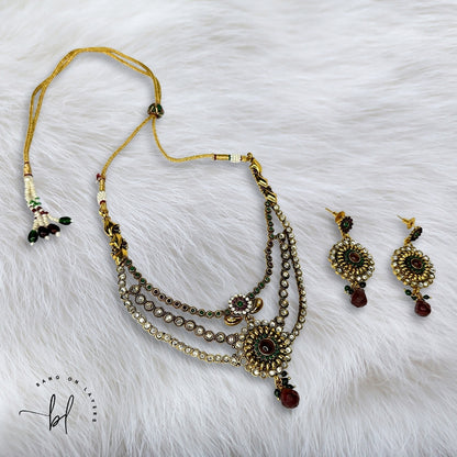 Gold-Plated Kundan Necklace & Earrings