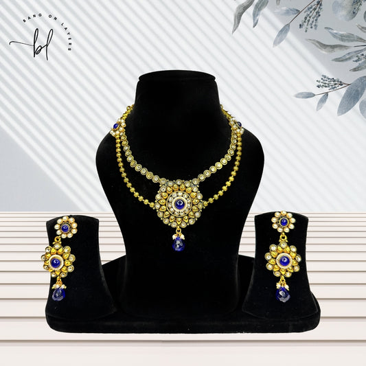 Gold-Plated Kundan Necklace & Earrings