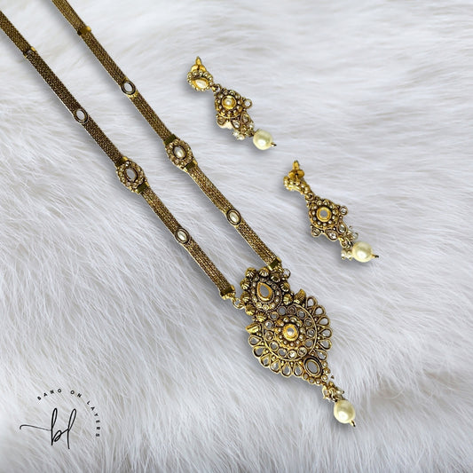 Gold-Plated Kundan Necklace & Earrings